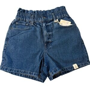 ANA A New Approach High Rise Midi Denim Shorts Med Blue Pebble Size 8 NEW
